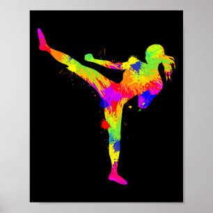 Póster Kickboxing Kickboxer Karate Mujeres Niñas Kids