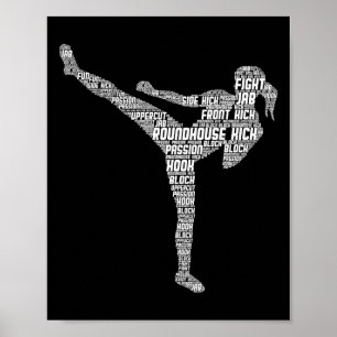 Póster Kickboxing Kickboxer Taekwondo Karate Chicas Mujer