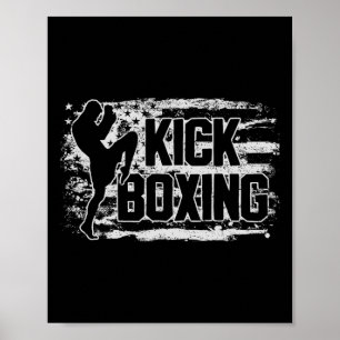 Póster Kickboxing Kickboxer Usa Bandera Americana Regalo