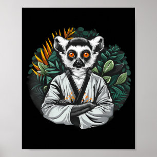 Póster Kickboxing Lémur Taekwondo Karate MMA Divertido