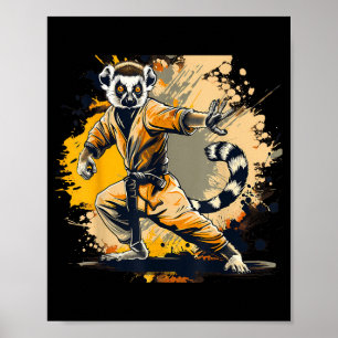 Póster Kickboxing Lémur Taekwondo Karate MMA Divertido