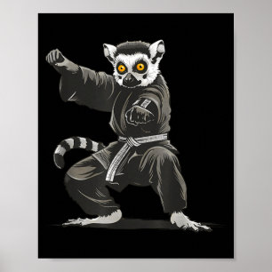 Póster Kickboxing Lémur Taekwondo Karate MMA Divertido
