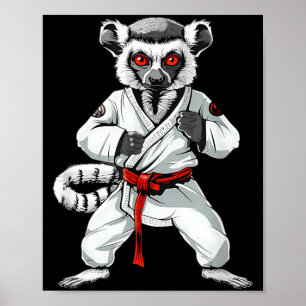 Póster Kickboxing Lémur Taekwondo Karate MMA Divertido