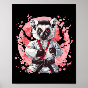 Póster Kickboxing Lémur Taekwondo Karate MMA Divertido