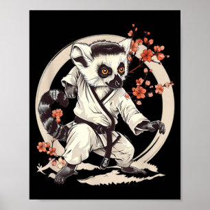 Póster Kickboxing Lémur Taekwondo Karate MMA Divertido