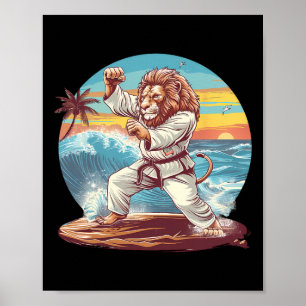 Póster Kickboxing León Playa Atardecer Jiu-jitsu Taekwond