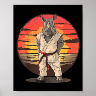 Póster Kickboxing Rhino Taekwondo Karate MMA Divertido