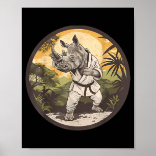 Póster Kickboxing Rhino Taekwondo Karate MMA Divertido