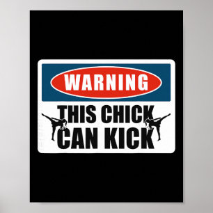 Póster Kickboxing Vintage Advertencia Esta Chica Puede Pa