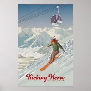 Póster Kicking Horse Golden Columbia Británica Canadá Esq