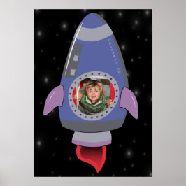 Póster Kid en la sala de viajes espacial para buques de c