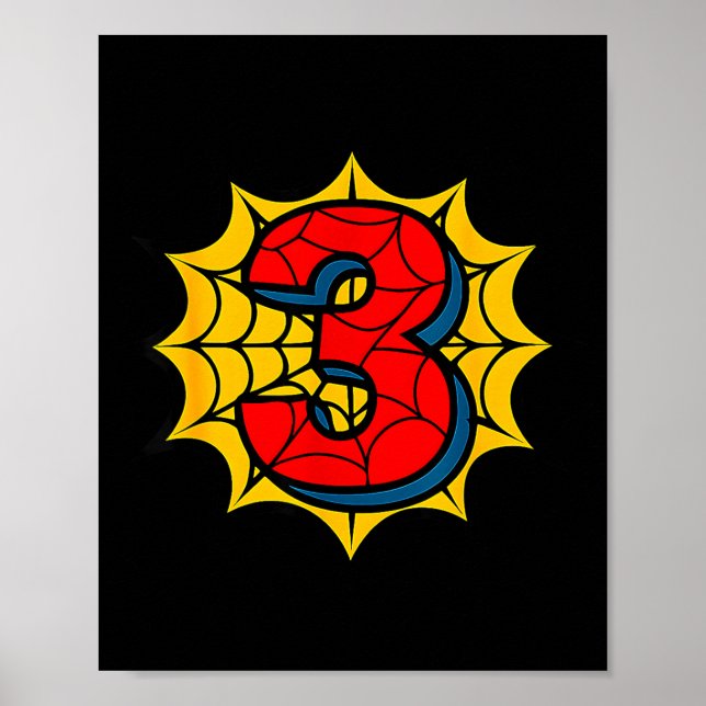 Póster Kids 3rd Birthday Sder Theme Party 3 Year Old Boys (Frente)