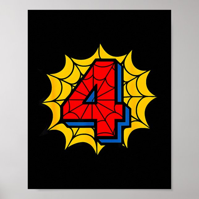 Póster Kids 4th Birthday Sder Theme Party 4 Year Old Boys (Frente)