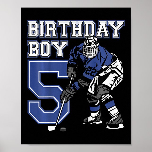 Póster Kids 5 Year Old Ice Hockey Themed Birthday Party 5 (Frente)