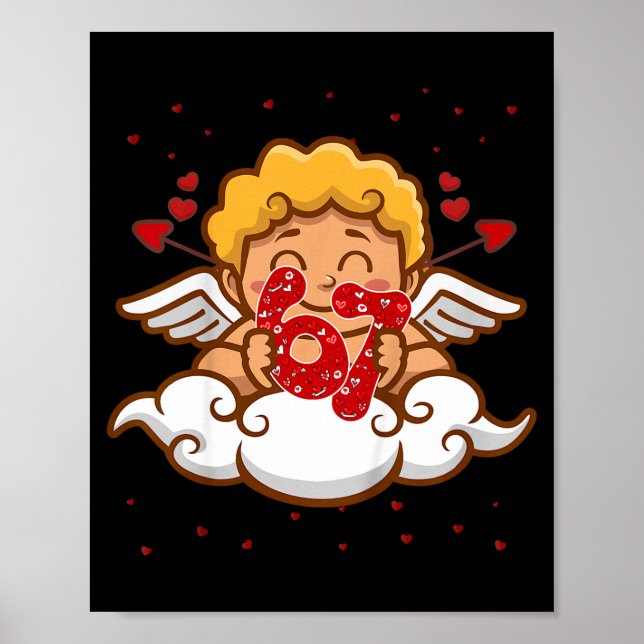 Póster Kids 6 7 Meme Six Seven Cud 67 Valentines Day Todd (Frente)