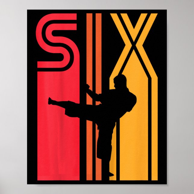 Póster Kids 6th Birthday Gift Karate Retro Taekwondo Mart (Frente)