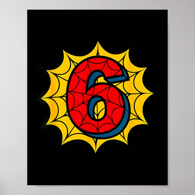 Póster Kids 6th Birthday Sder Theme Party 6 Year Old Boys (Frente)