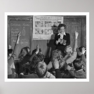 Póster Kids and Ration Book WWII - Vintage