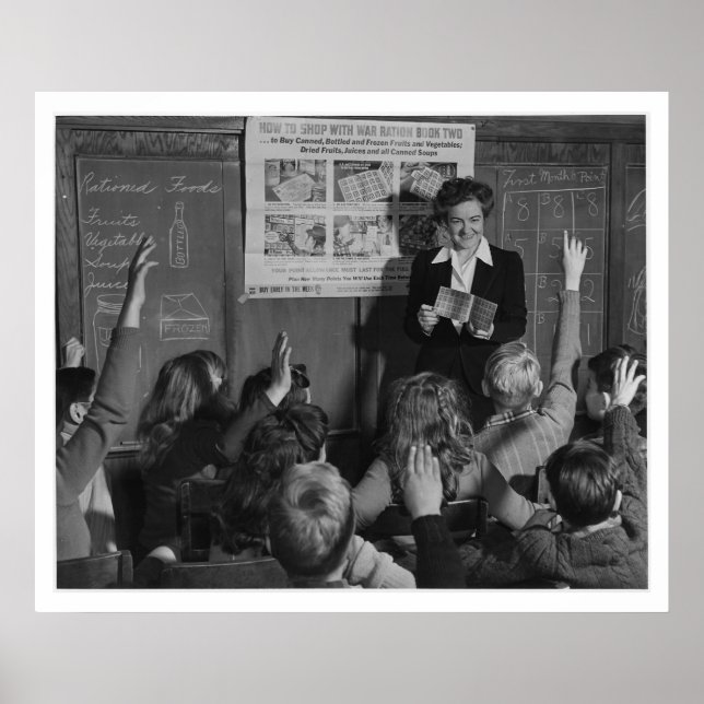 Póster Kids and Ration Book WWII - Vintage (Frente)