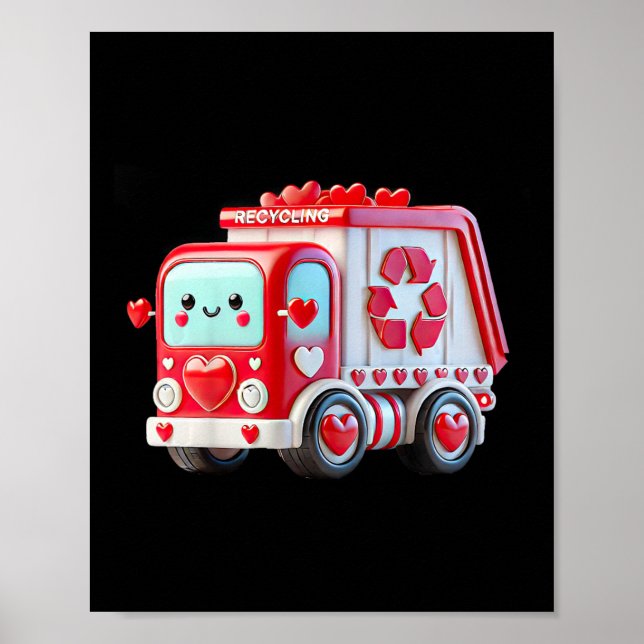 Póster Kids Boys Kawaii Valentine Red Recycling Trash Tru (Frente)