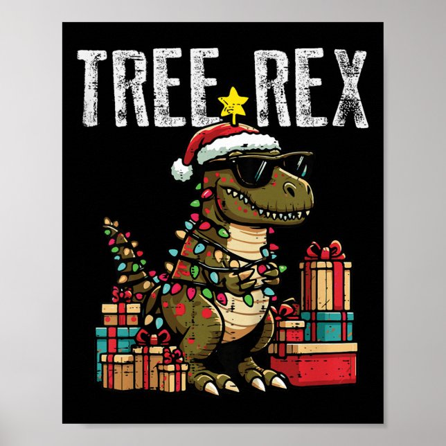 Póster Kids Christmas Dinosaur Tree Rex Xmas Trex Toddler (Frente)