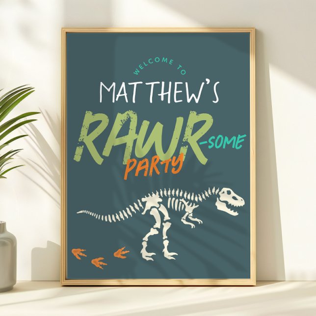 Póster Kids Cool Dinosaur Dig Boys Birthday Welcome Sign (Subido por el creador)