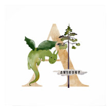 Kids Dragon Nombre Personalizado Monograma A Sala