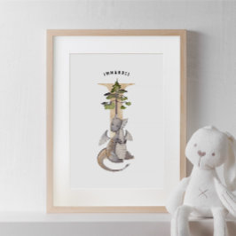 Póster Kids Dragon Nombre Personalizado Monograma I Sala 