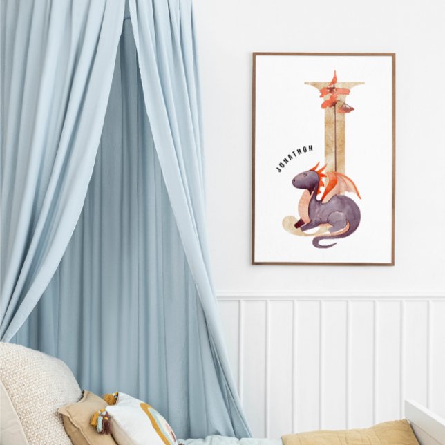 Póster Kids Dragon Nombre Personalizado Monograma J Sala  (Subido por el creador)