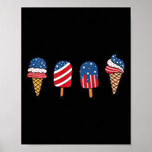 Póster Kids Ice Cream 4 De Julio Postre De Guay Patriótic