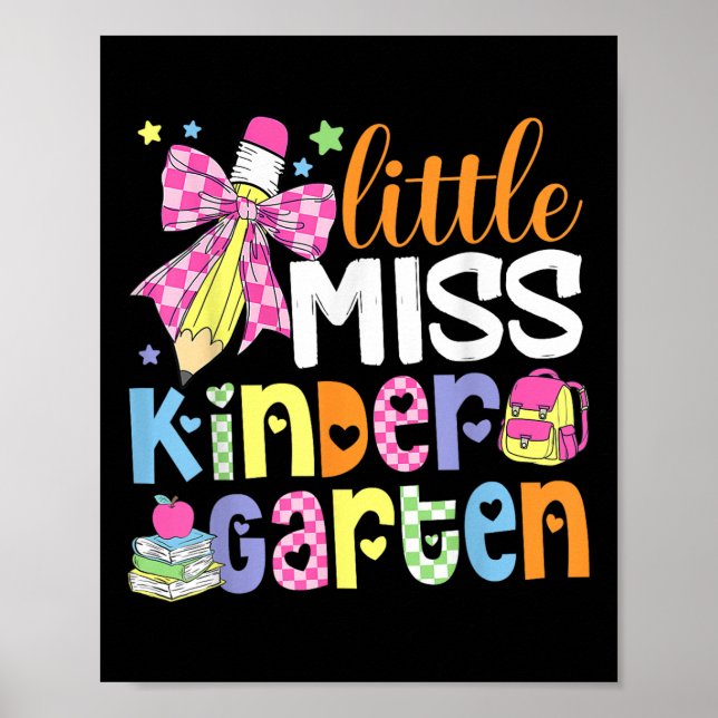 Póster Kids Little Miss Kindergarten Girl Back To School  (Frente)