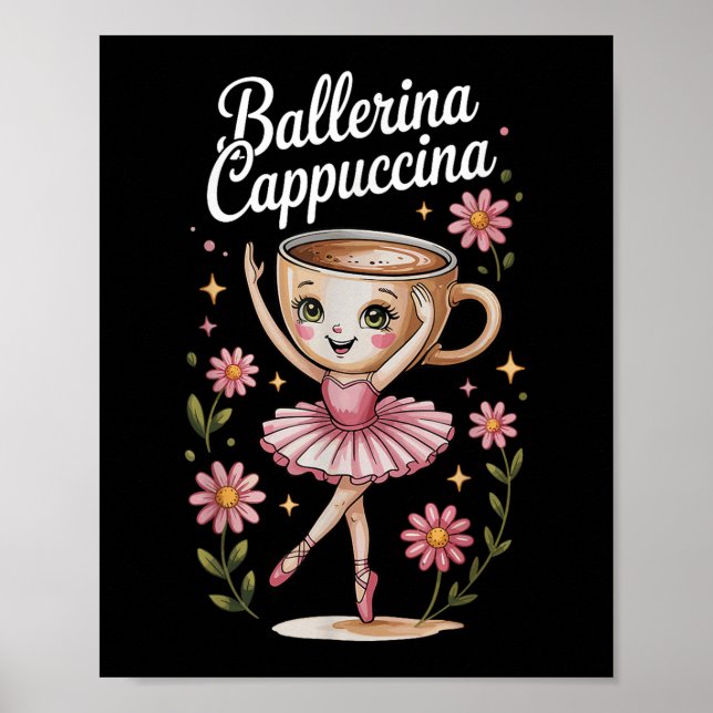 Póster Kids Meme Italiano Brainrot Ballerina Cappuccina T (Frente)
