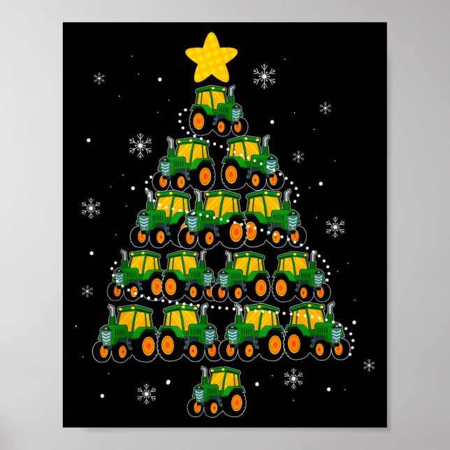 Póster Kids Men Women Tractor Christmas Tree Farmer Xmas  (Frente)