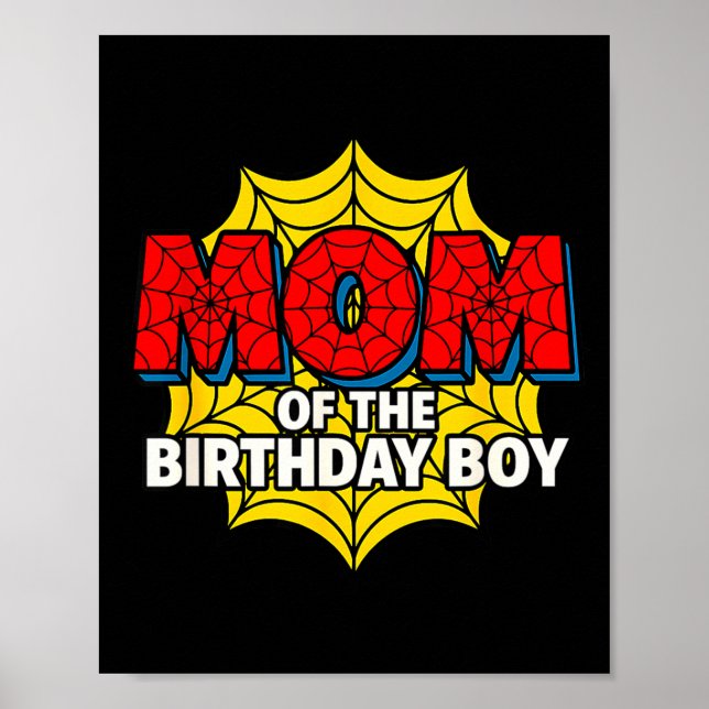 Póster Kids Mom Of The Birthday Boy Sder Theme Party Matc (Frente)