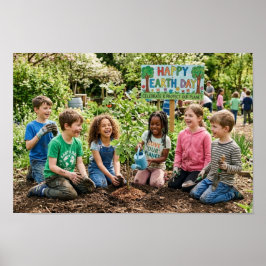 Póster Kids Planting Trees - Celebrate & Protect 