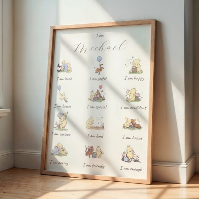 Póster Kids Positive Affirmation Winnie the Pooh Themed (Kids Affirmation Winnie The Pooh Poster)