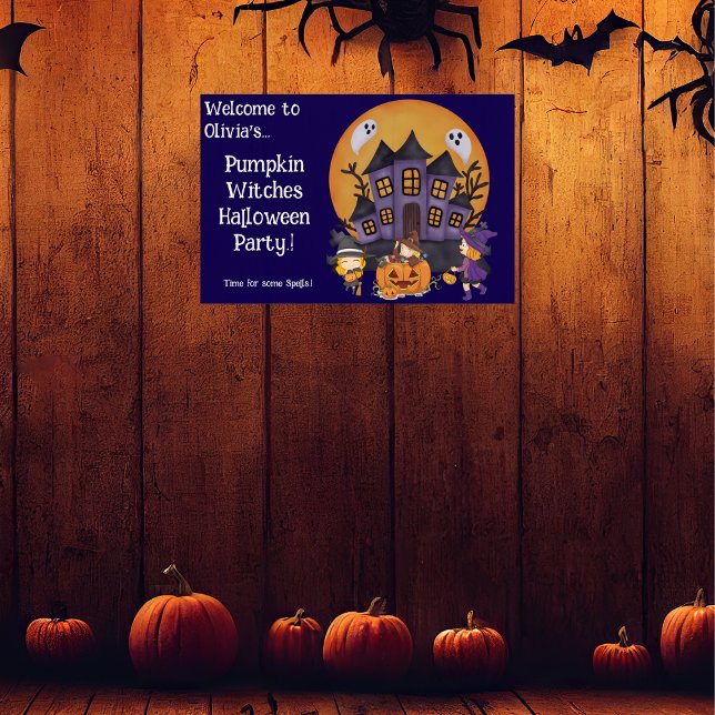 Póster Kids Pumpkin Witness Party Halloween (Pumpkin Witches Halloween Party Wall Poster)