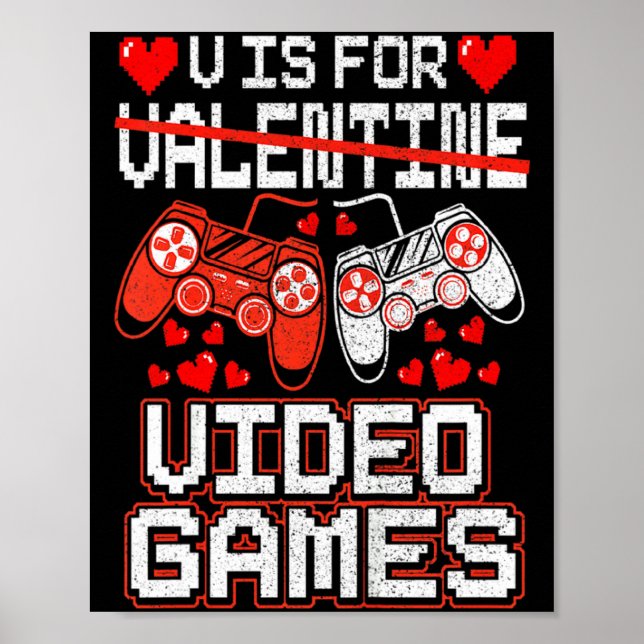 Póster Kids Retro Video Game Valentines Day For Toddler B (Frente)