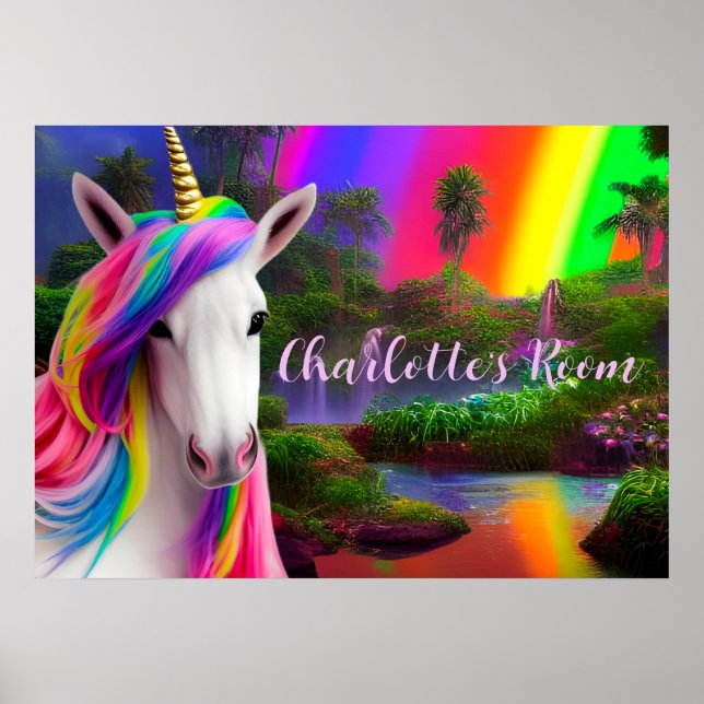 Póster Kids Room Quote Script Poster Unicorn Wall Art (Frente)