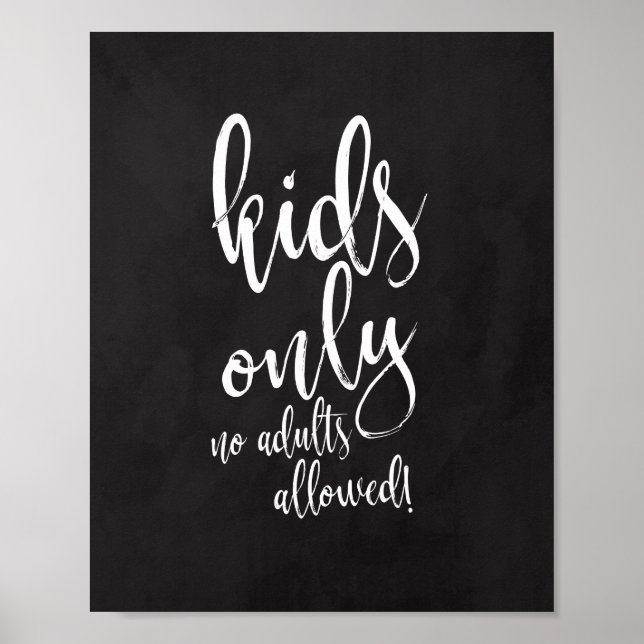 Póster Kids Table Chalkboard 8x10 Rótulo para Boda (Frente)