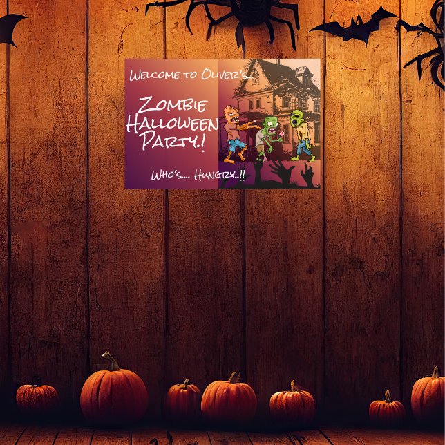 Póster Kids Zombie Halloween Party (Zombie Halloween Party Wall Poster)