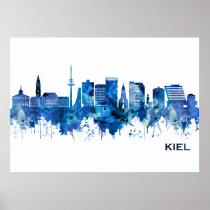 Póster Kiel Germany Skyline Blue