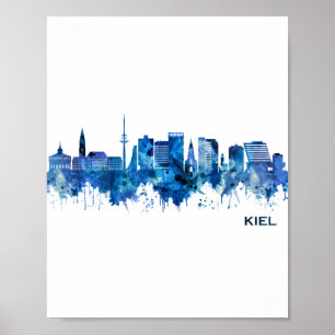 Póster Kiel Germany Skyline Blue