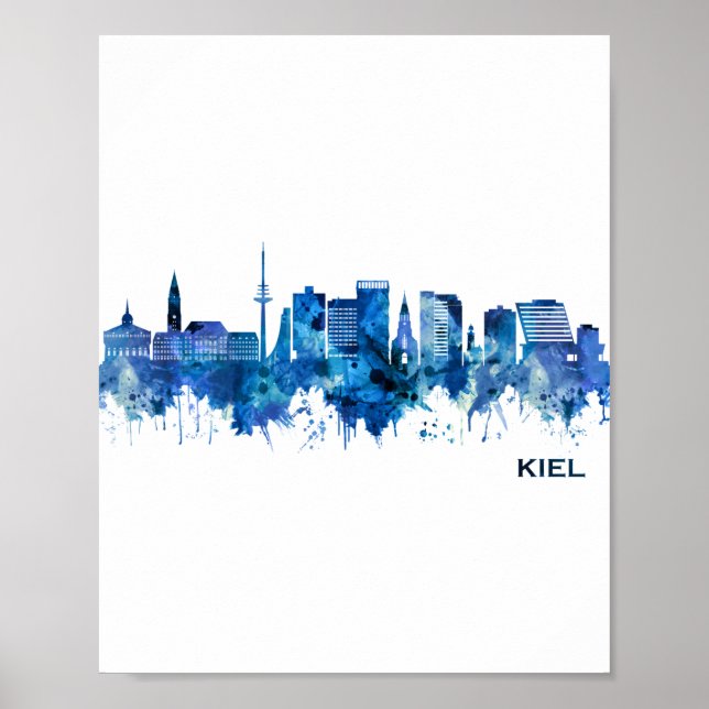 Póster Kiel Germany Skyline Blue (Frente)