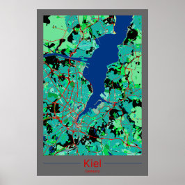 Póster Kiel Stadtkarten Zentrum im Kontrast