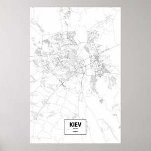 Póster Kiev, Ucrania (negro sobre blanco)