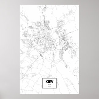 Póster Kiev, Ucrania (negro sobre blanco)