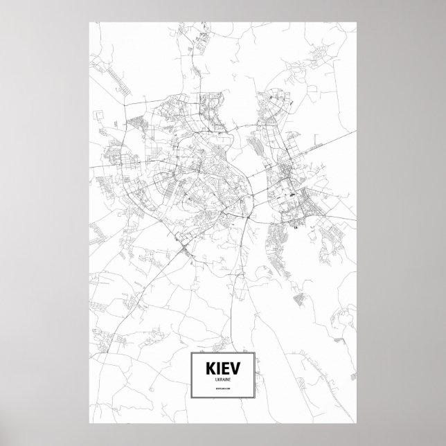 Póster Kiev, Ucrania (negro sobre blanco) (Frente)