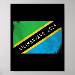 Póster Kilimanjaro 2025 Tanzania Bandera Monte Kilimanjar