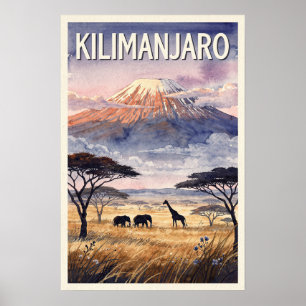 Póster Kilimanjaro Tanzania Viaje Vintage